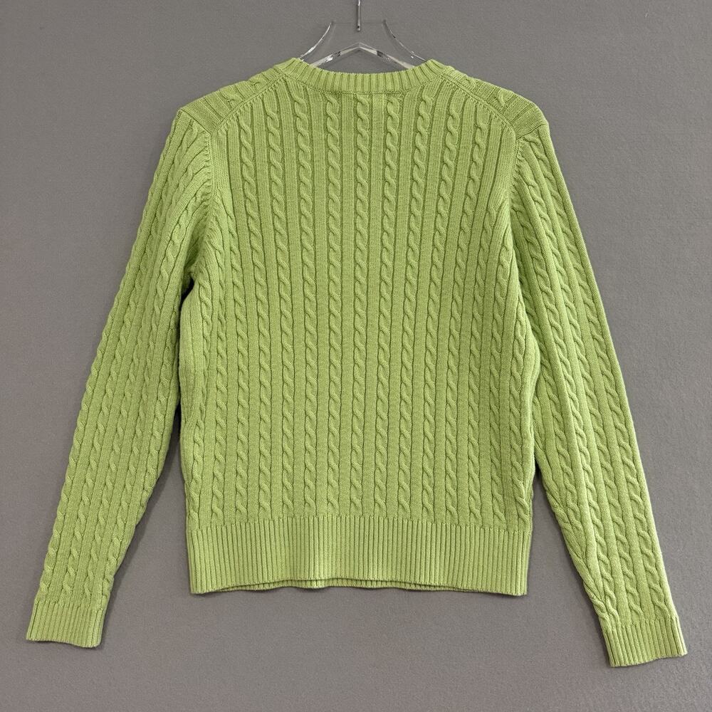 Denim & Co. Cable Knit Sweater Top Women's Small Green Pullover Fisherman NEW - Picture 9 of 9